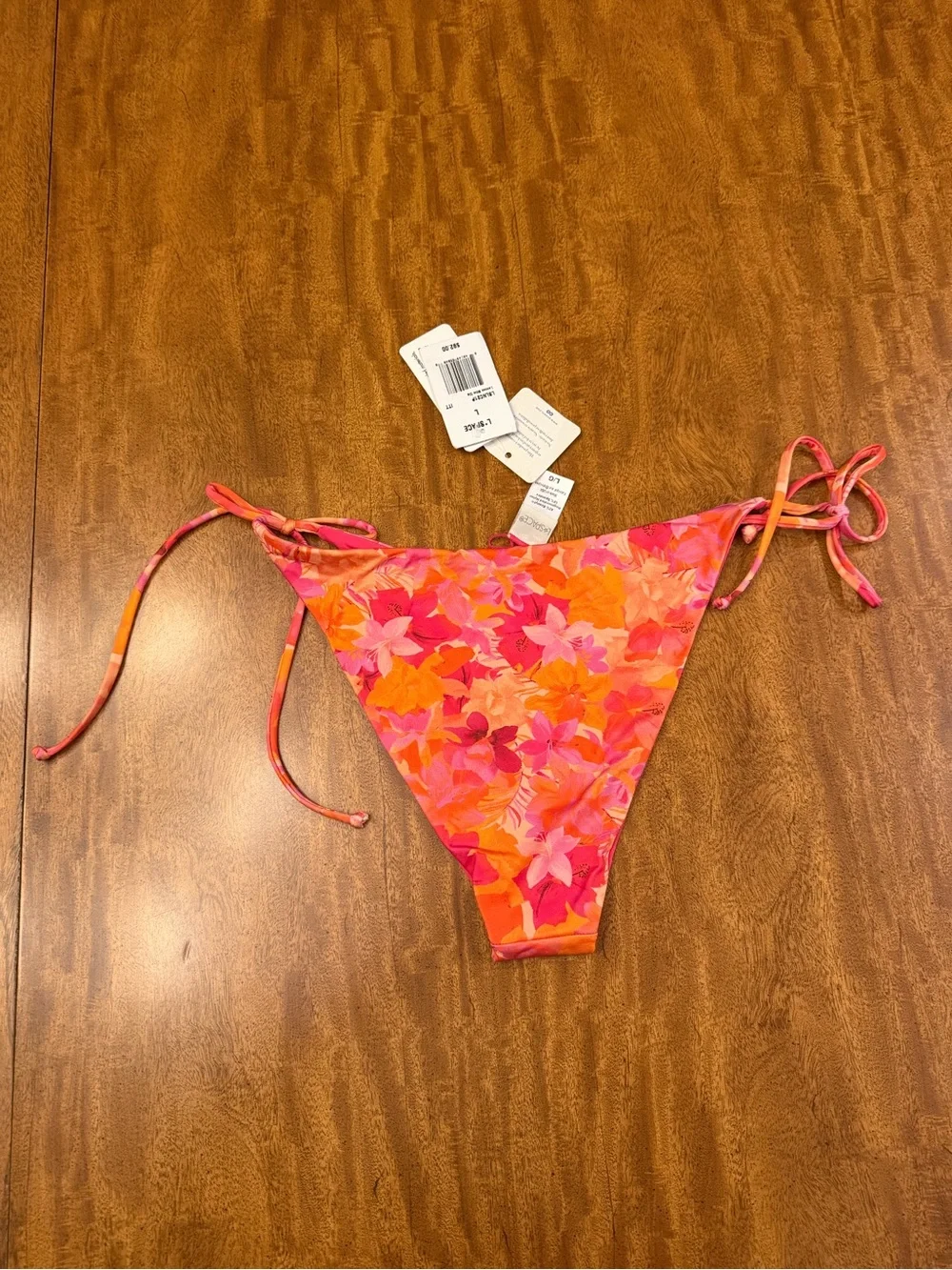 L*SPACE women’s Lennox LSLNC21P Pink And Orange Floral Tie-Side Bikini Bottoms